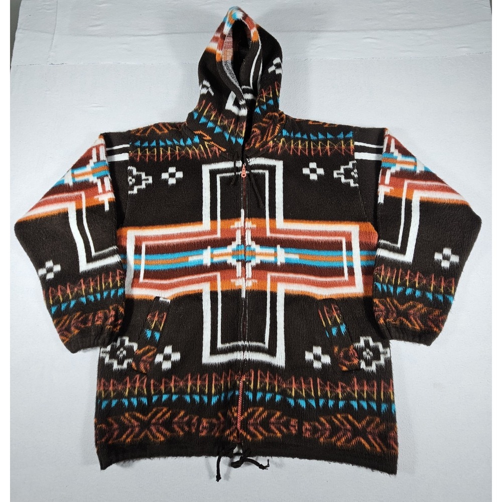 EARTH RAGZ Aztec Orange Southwest Zip Hoody Medium Jacket‎ Western Wool